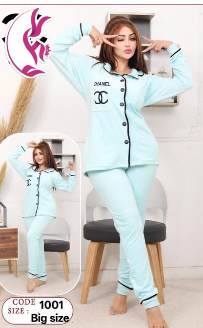 ببجاما  زراير قطعتين حريمي