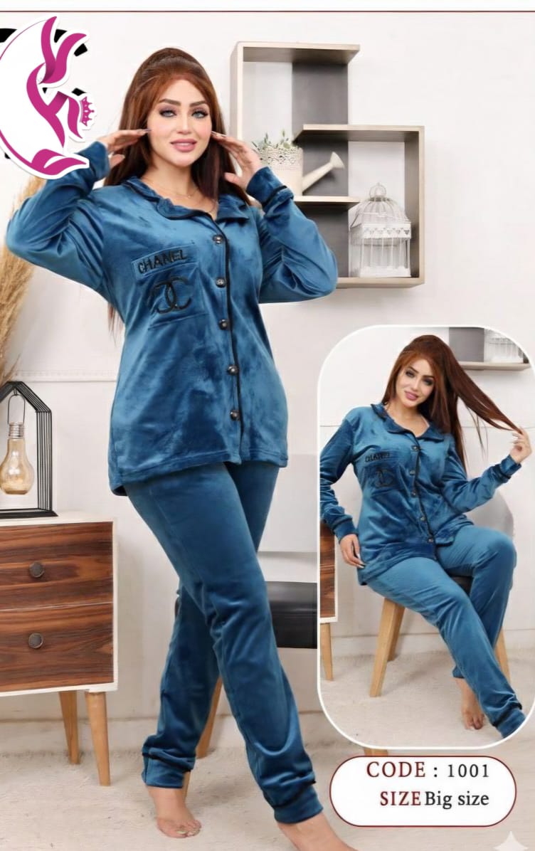 ببجاما  زراير قطعتين حريمي